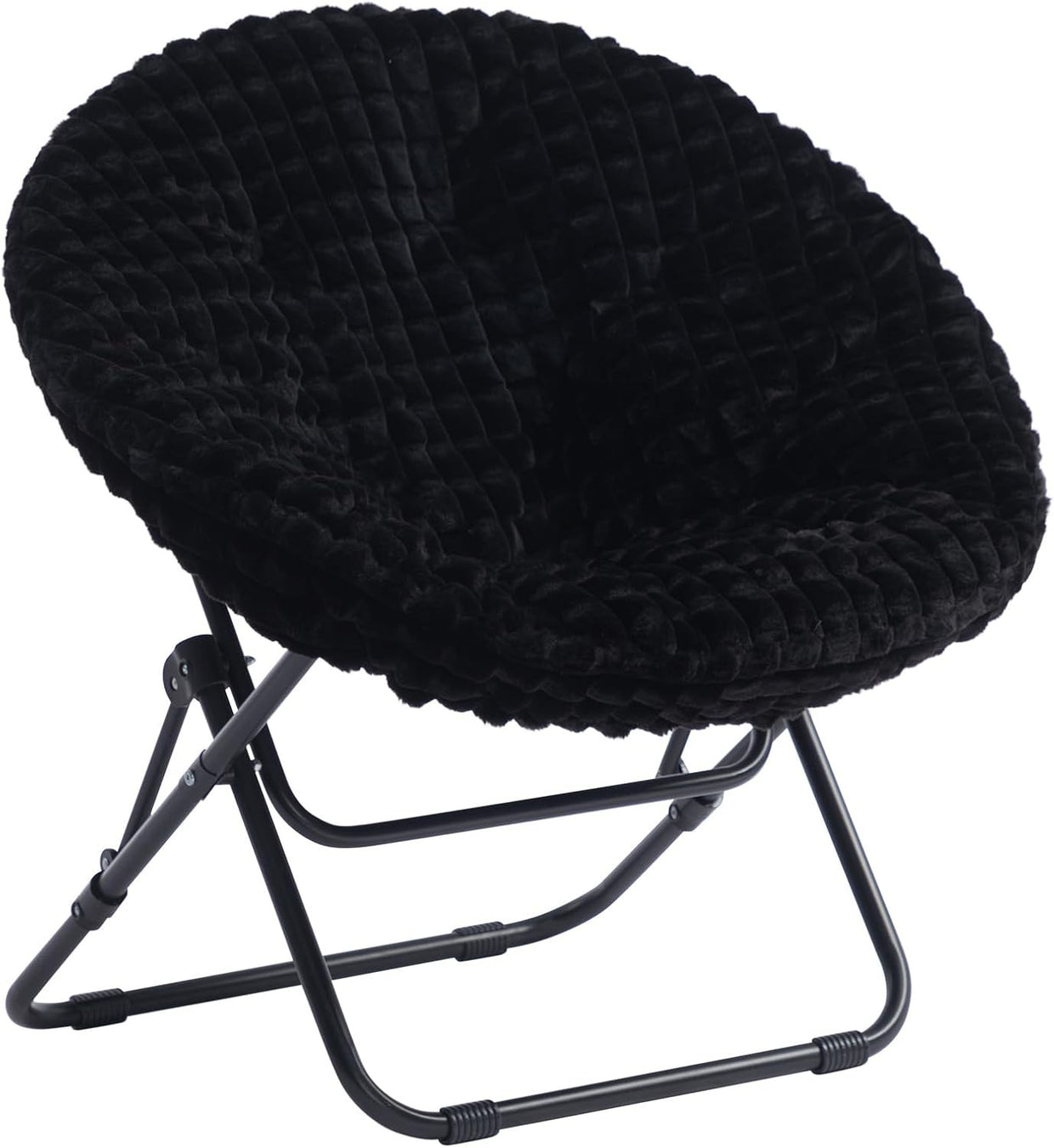 Foldable Saucer Chair Plush Faux Fur Armchair Portable Cozy Living Room Seat - Kwikley