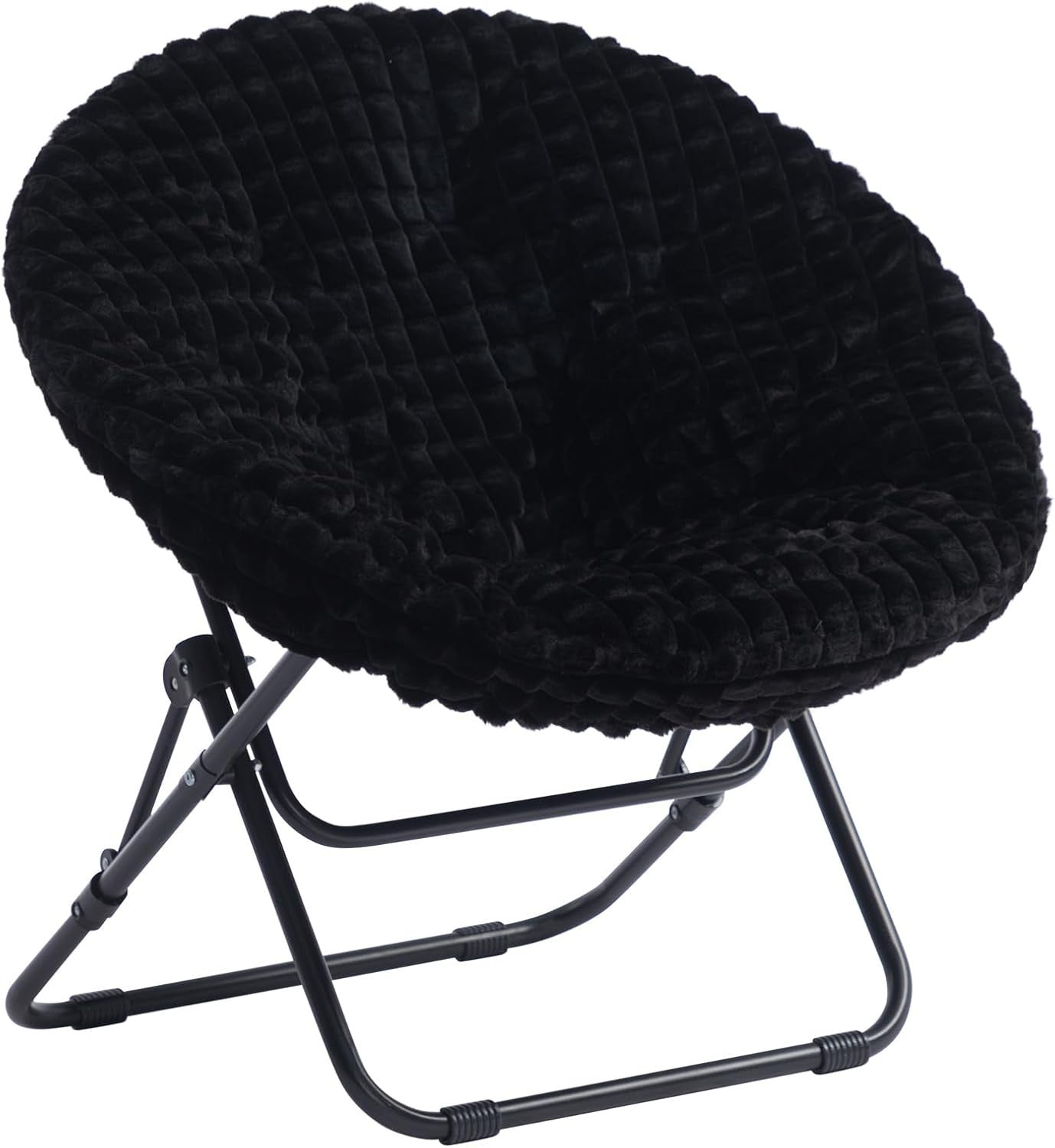 Foldable Saucer Chair Plush Faux Fur Armchair Portable Cozy Living Room Seat - Kwikley