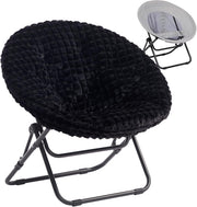 Foldable Saucer Chair Plush Faux Fur Armchair Portable Cozy Living Room Seat - Kwikley
