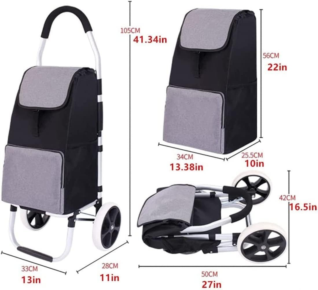 Foldable Shopping Cart On Wheels Lightweight Oxford Grocery Trolley - Kwikley