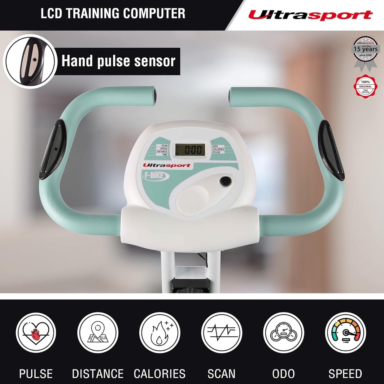 Foldable Silent Exercise Bike w/ LCD Display, Pulse Sensors & 8 - Level Resistance - Kwikley