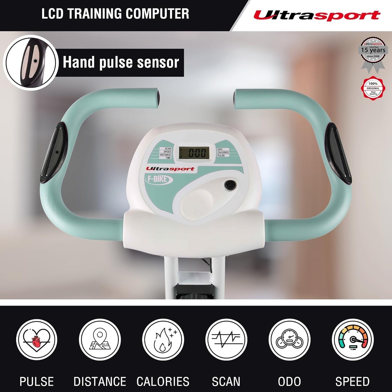 Foldable Silent Exercise Bike w/ LCD Display, Pulse Sensors & 8 - Level Resistance - Kwikley