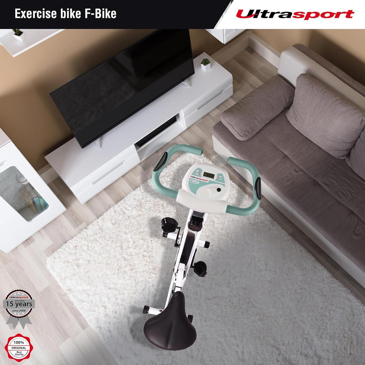 Foldable Silent Exercise Bike w/ LCD Display, Pulse Sensors & 8 - Level Resistance - Kwikley