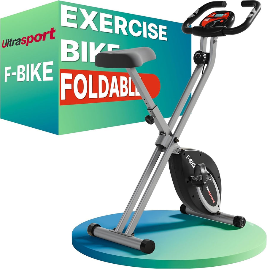Foldable Silent Exercise Bike w/ LCD Display, Pulse Sensors & 8 Resistance Level - Kwikley