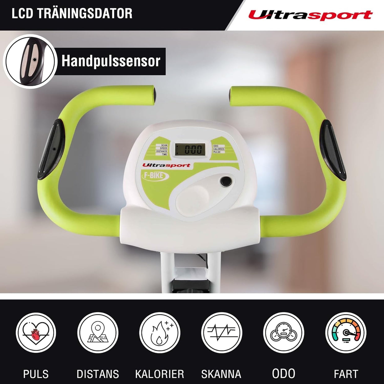 Foldable Silent Exercise Bike w/ LCD Screen, Pulse Sensors & 8 Resistance Levels - Kwikley