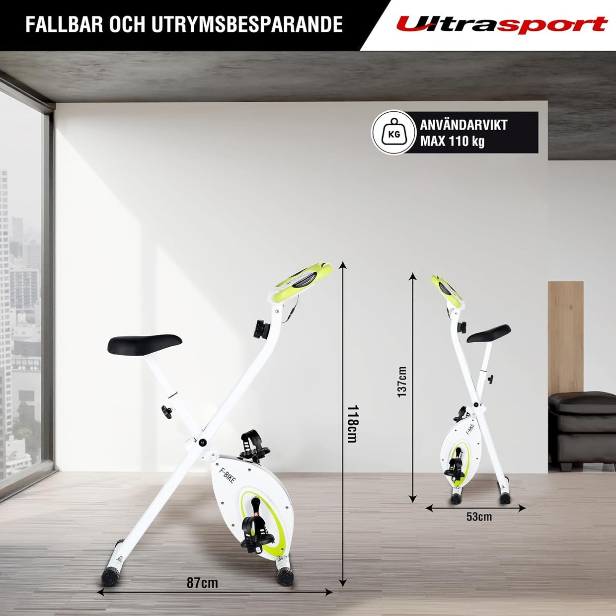 Foldable Silent Exercise Bike w/ LCD Screen, Pulse Sensors & 8 Resistance Levels - Kwikley