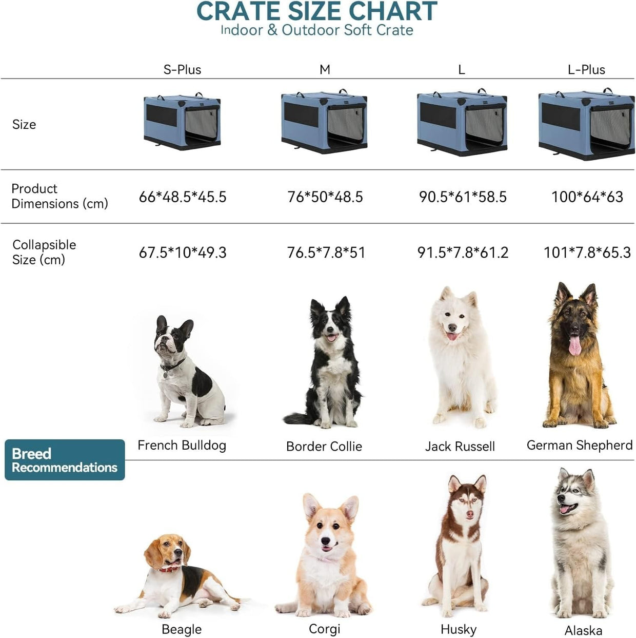 Foldable Small Dog Crate Portable Soft Pet Carrier Kennel 3Door Fabric Cage 66cm - Kwikley
