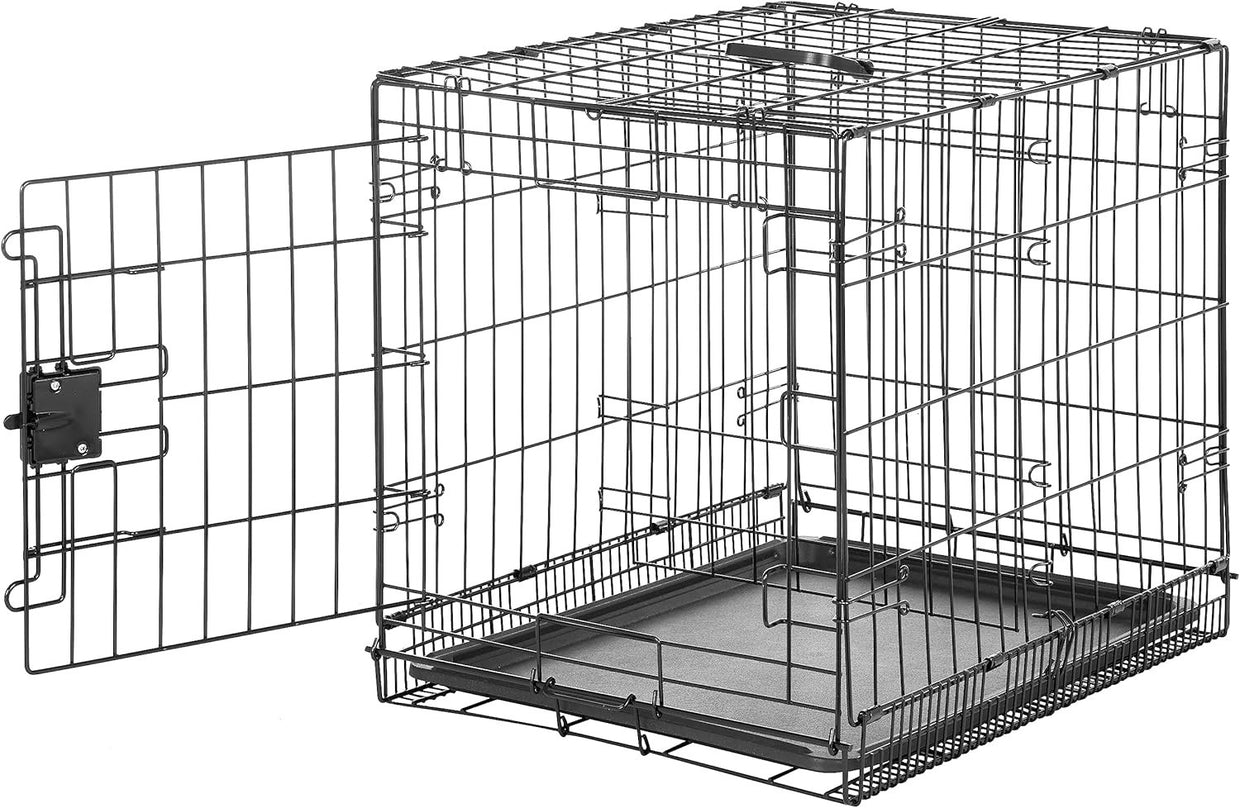 Foldable Small Metal Dog Crate Cage with Tray – Secure Indoor Kennel 61cm - Kwikley