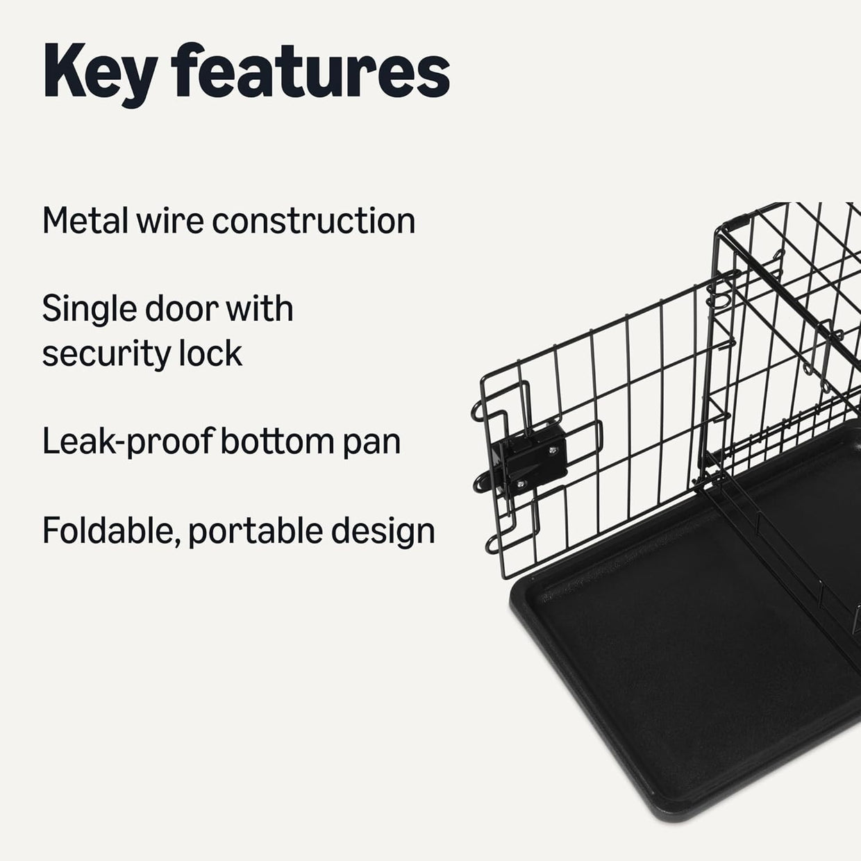 Foldable Small Metal Dog Crate with Tray – Secure Indoor Cage 46cm - Kwikley