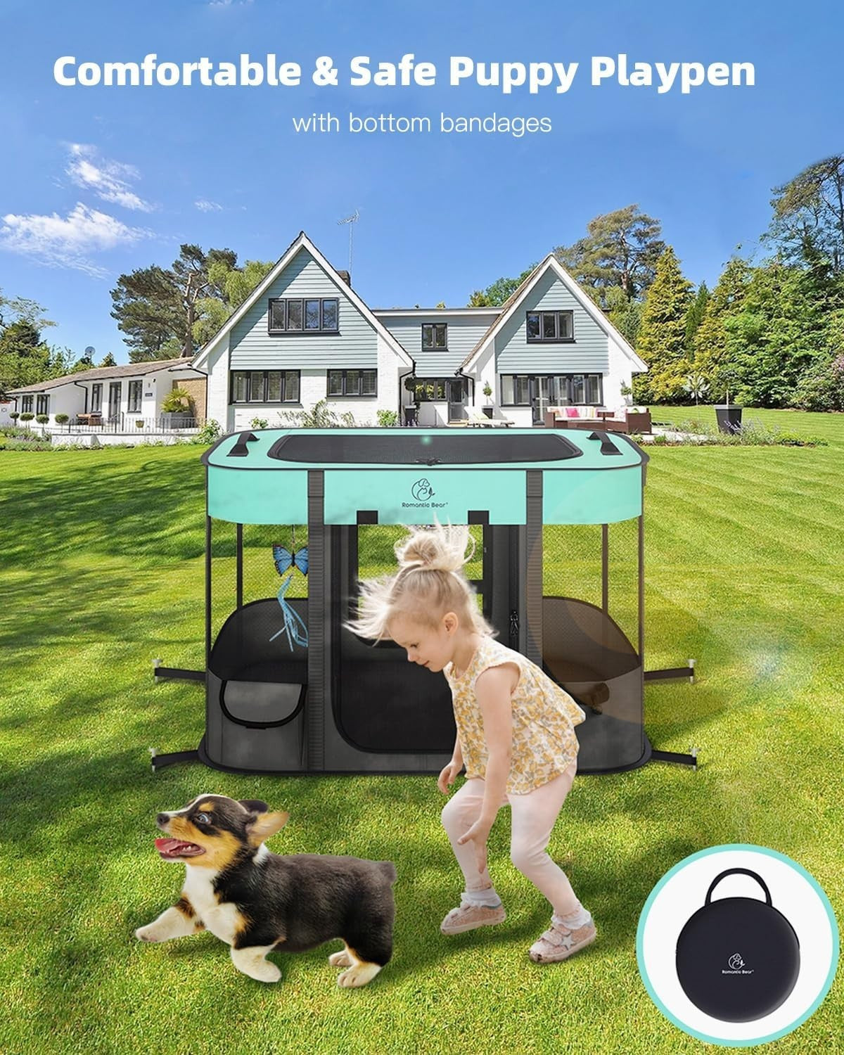 Foldable Small Pet Playpen 70x55x45cm Portable Puppy Cat Exercise Tent - Kwikley