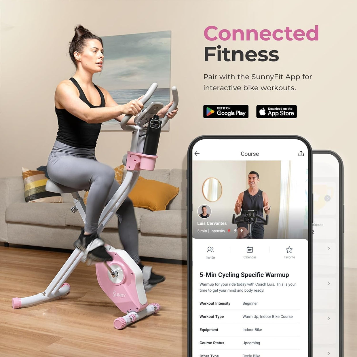 Foldable Smart X - Bike Home Exercise Bike 14 - Level Magnetic Bluetooth App - Kwikley