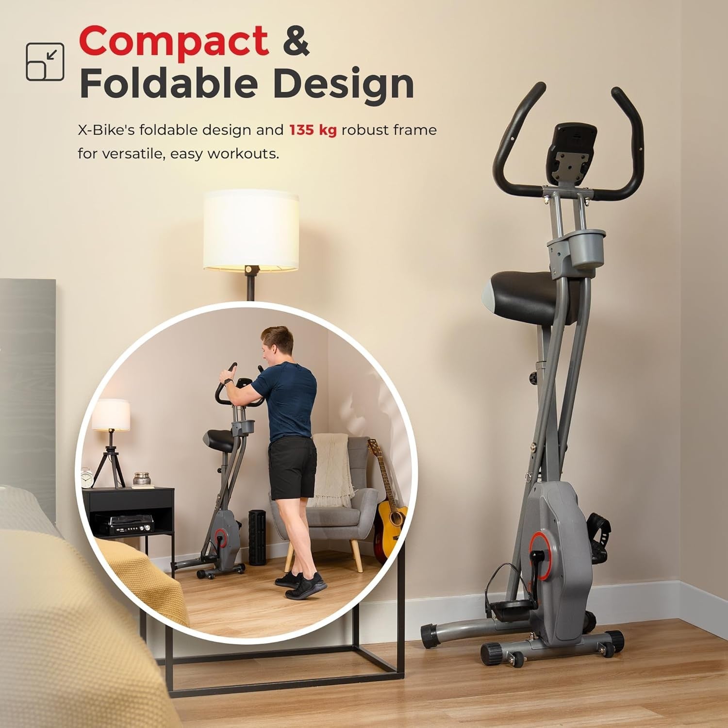 Foldable Smart X - Bike Home Exercise Bike Magnetic Resistance Bluetooth App - Kwikley