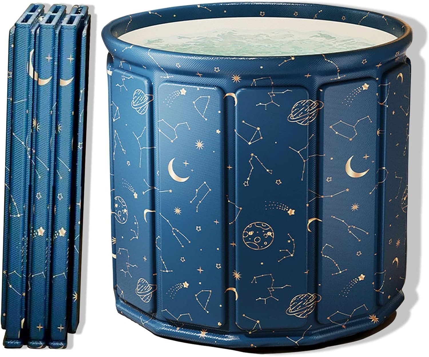 Foldable Soaking Bathtub 80x80cm Planet Blue Portable Ice & Spa Tub Adults - Kwikley