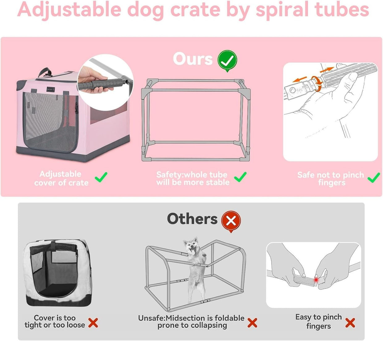 Foldable Soft Dog Crate Pink – Portable Travel Kennel for Small & Medium Pets - Kwikley