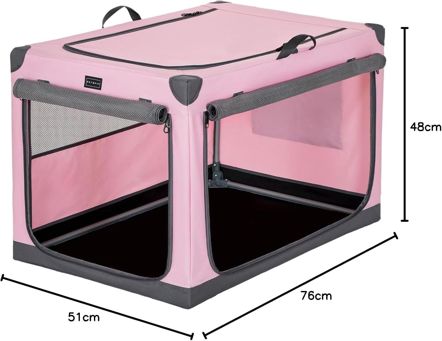 Foldable Soft Dog Crate Pink – Portable Travel Kennel for Small & Medium Pets - Kwikley