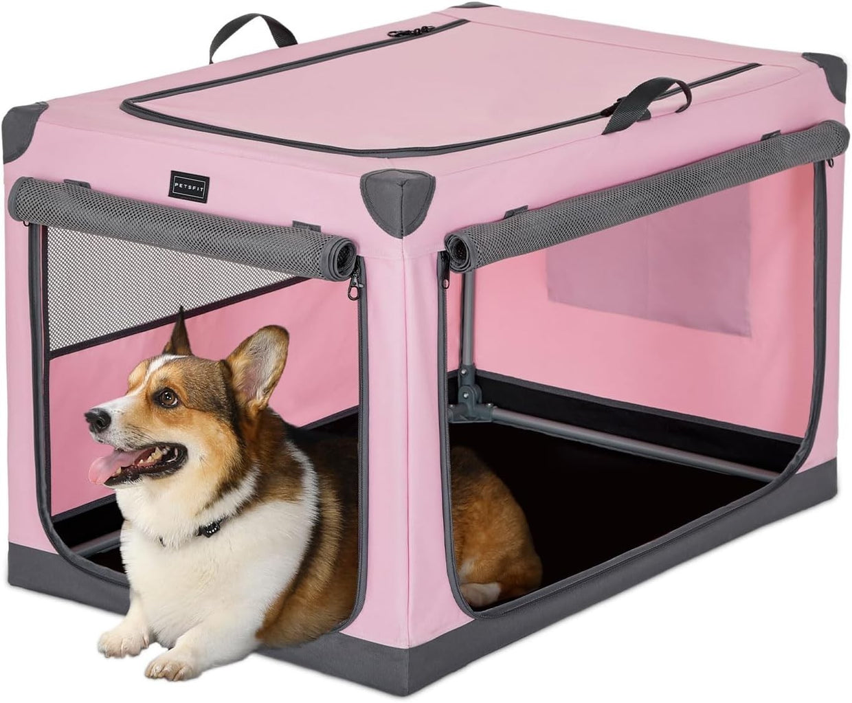 Foldable Soft Dog Crate Pink – Portable Travel Kennel for Small & Medium Pets - Kwikley