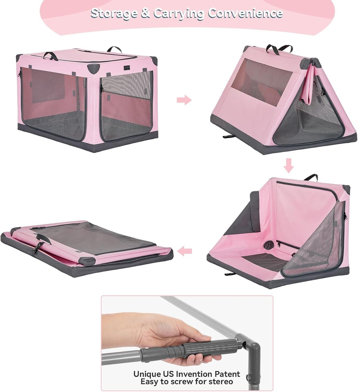 Foldable Soft Dog Crate Pink – Portable Travel Kennel for Small & Medium Pets - Kwikley
