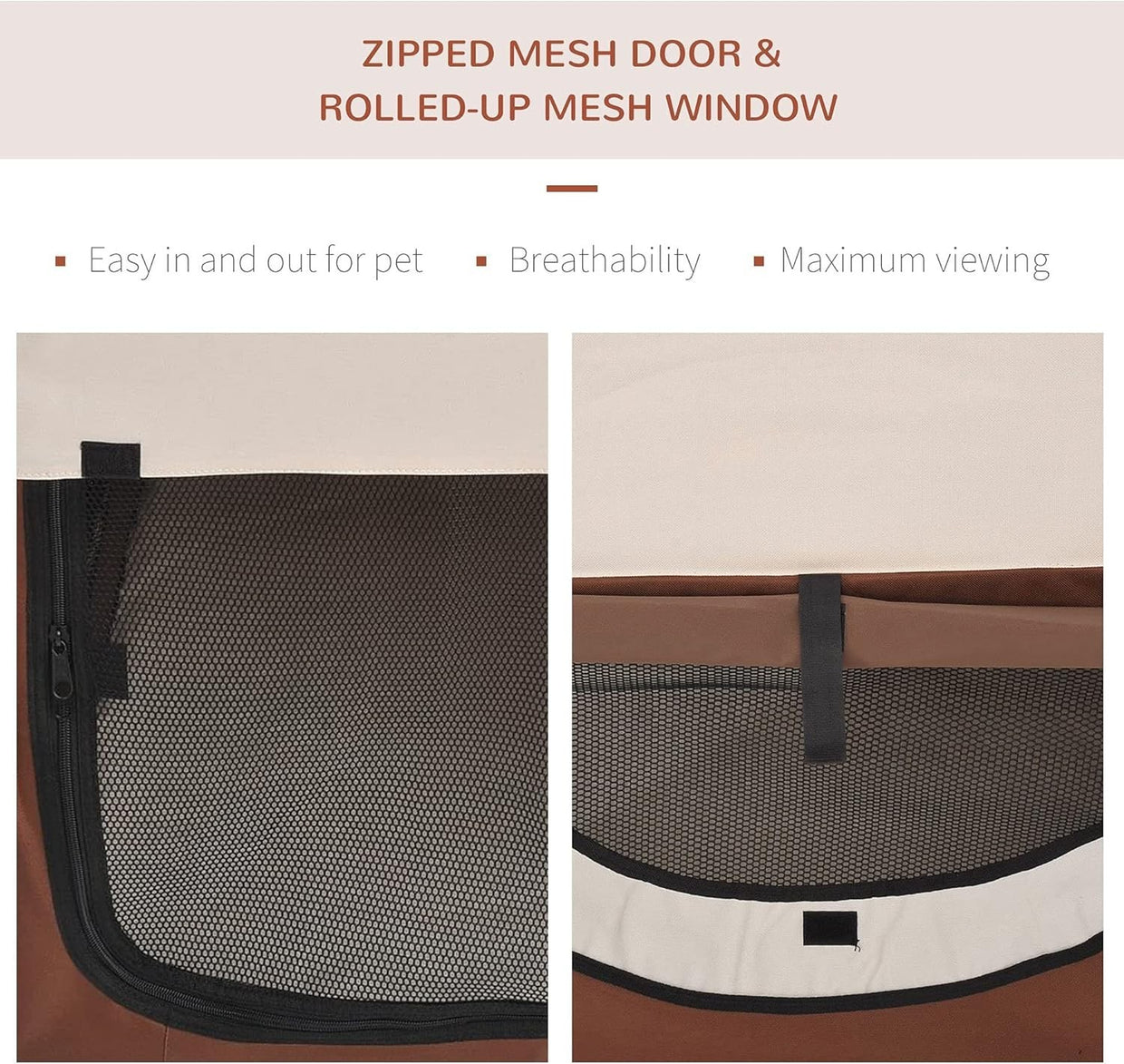 Foldable Soft Pet Carrier Crate 46x36x41cm for Small Dogs & Cats, Travel - Ready - Kwikley