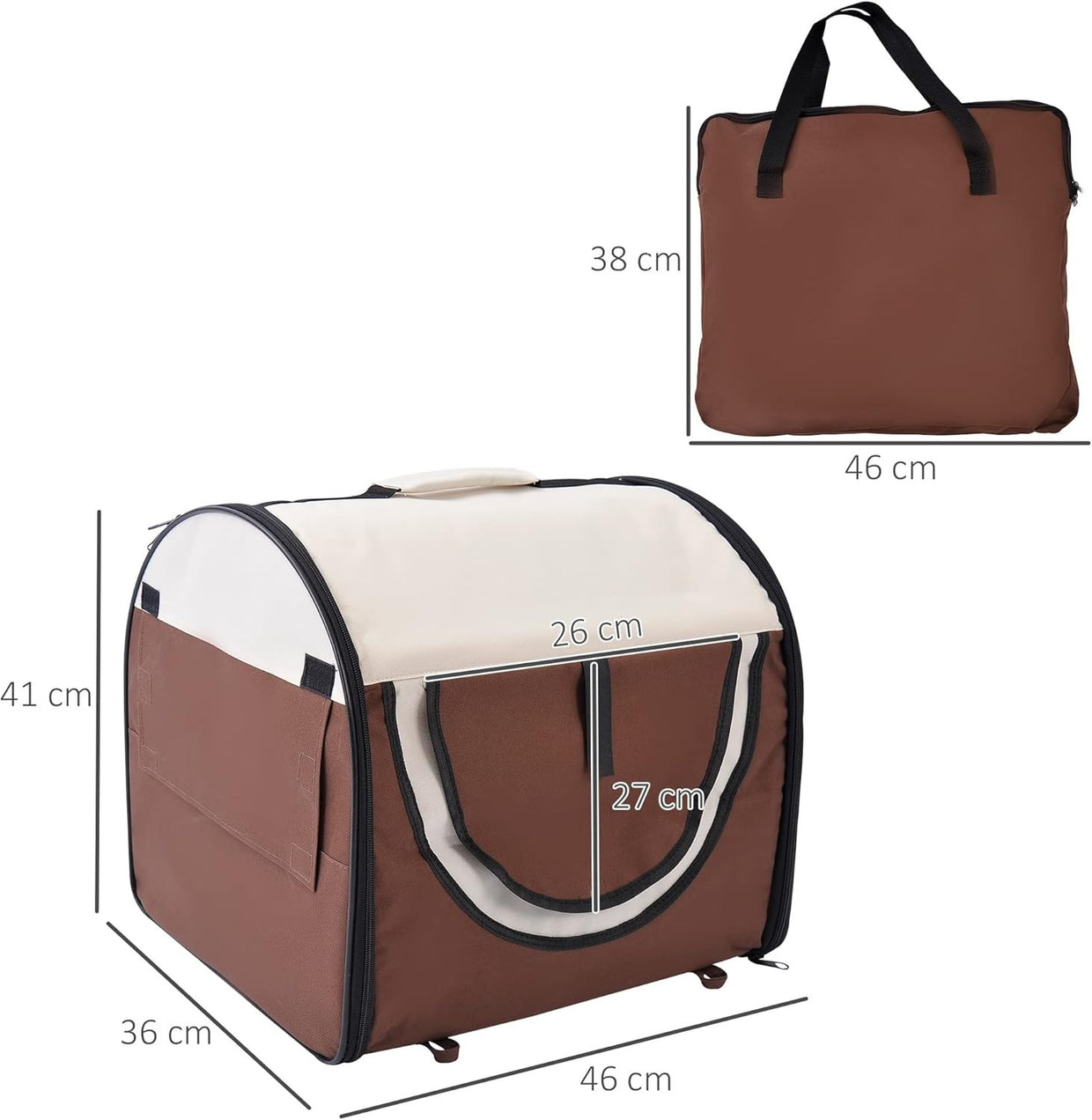 Foldable Soft Pet Carrier Crate 46x36x41cm for Small Dogs & Cats, Travel - Ready - Kwikley