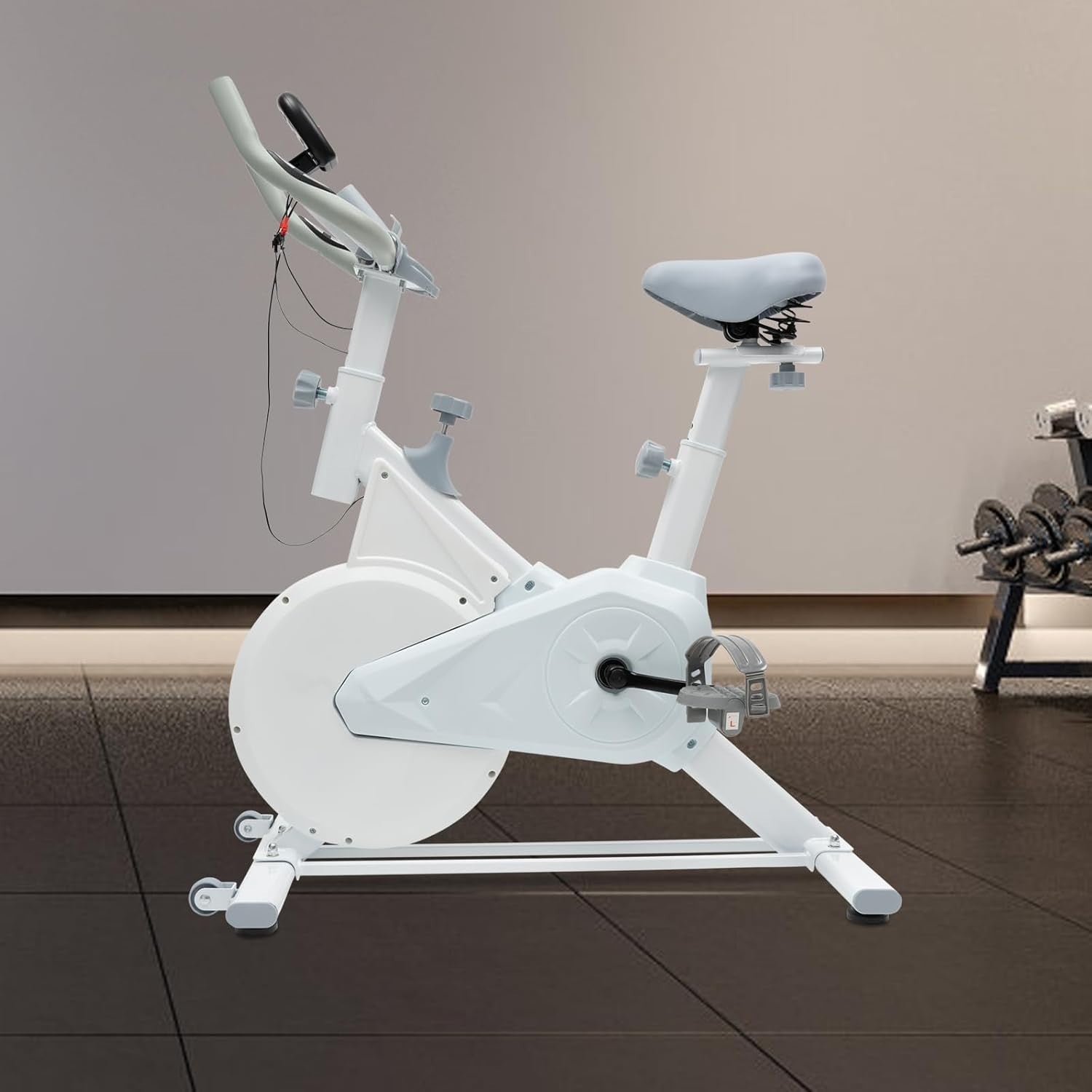 Foldable Spin Bike w/ Silent Wool Brake, LCD Monitor, 4 Levels & 80kg Capacity - Kwikley