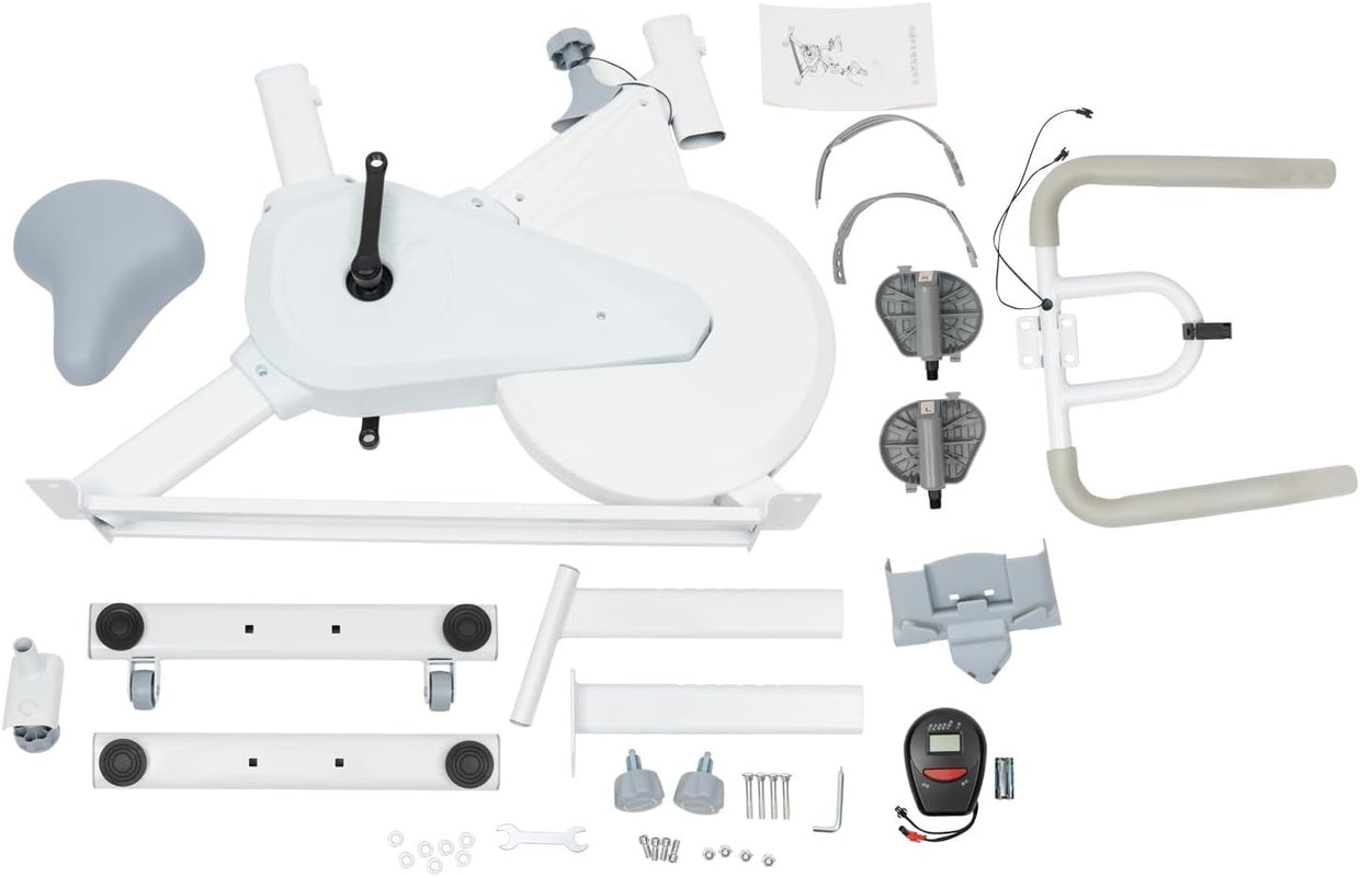 Foldable Spin Bike w/ Silent Wool Brake, LCD Monitor, 4 Levels & 80kg Capacity - Kwikley