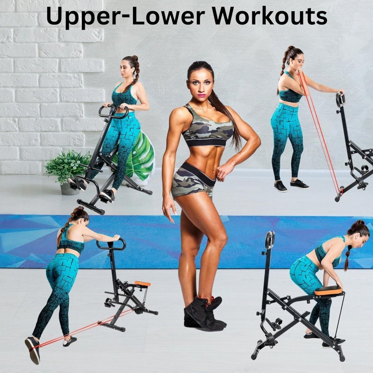 Foldable Squat Ab Rowing Machine Full Body Home Workout Trainer - Kwikley