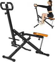 Foldable Squat Assist Rowing Machine w LCD Resistance Bands Home Gym - Kwikley