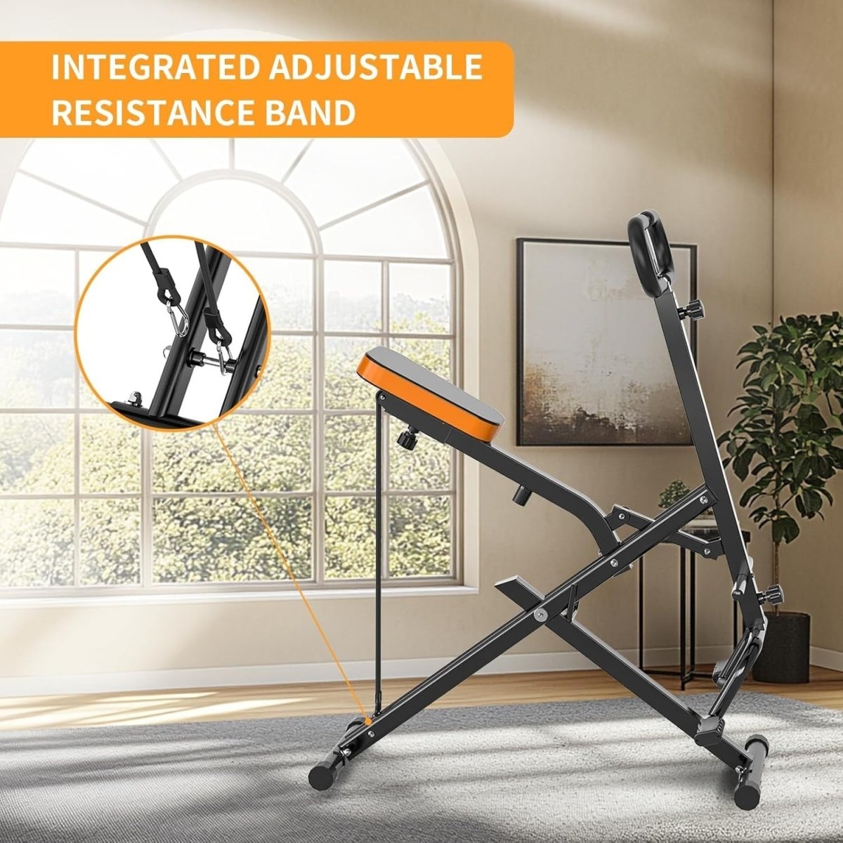 Foldable Squat Assist Rowing Machine w LCD Resistance Bands Home Gym - Kwikley