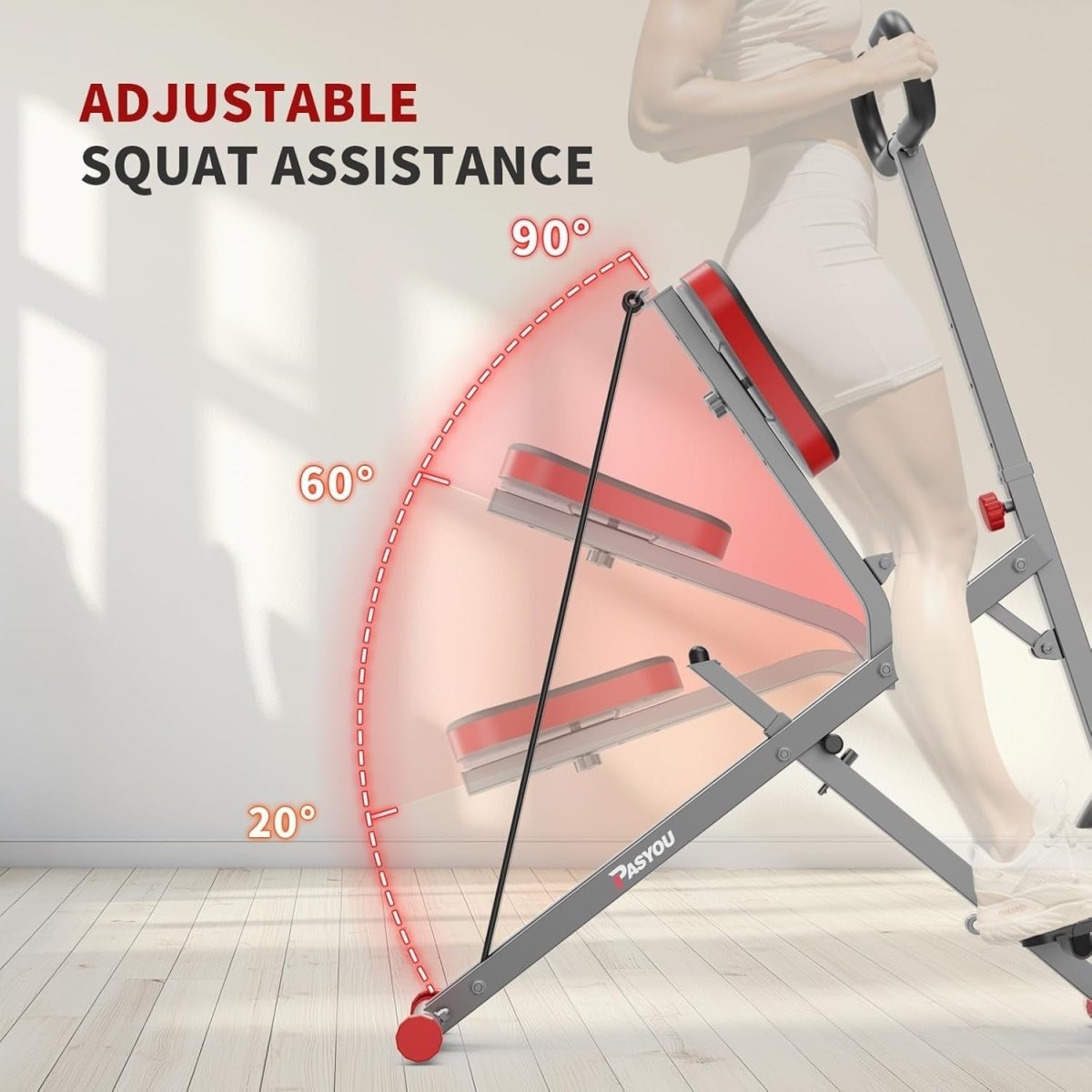 Foldable Squat Machine Adjustable Glute Leg Trainer Home Gym 270lbs - Kwikley