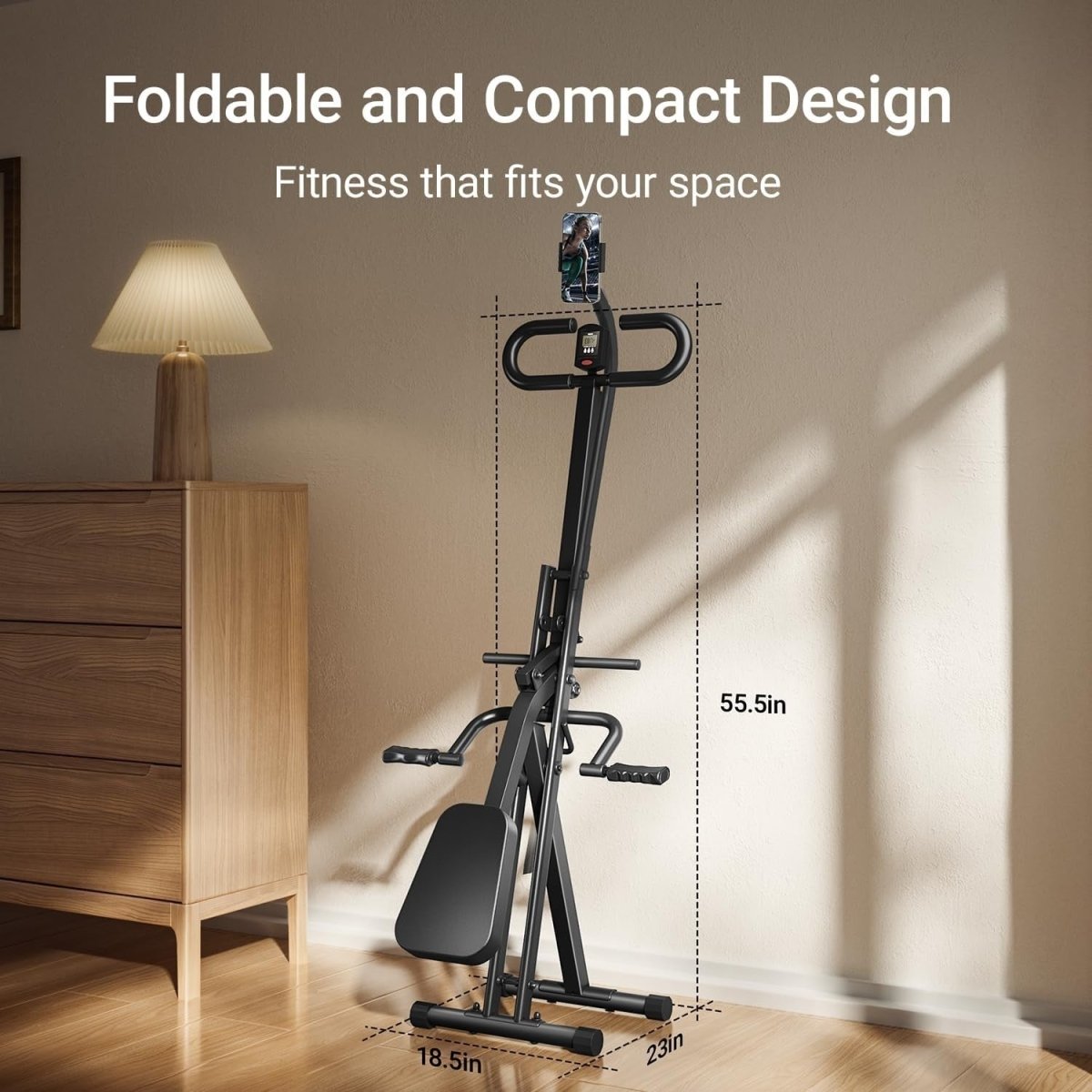 Foldable Squat Machine Home Gym Leg Core Trainer w/ LCD & Bands - Kwikley