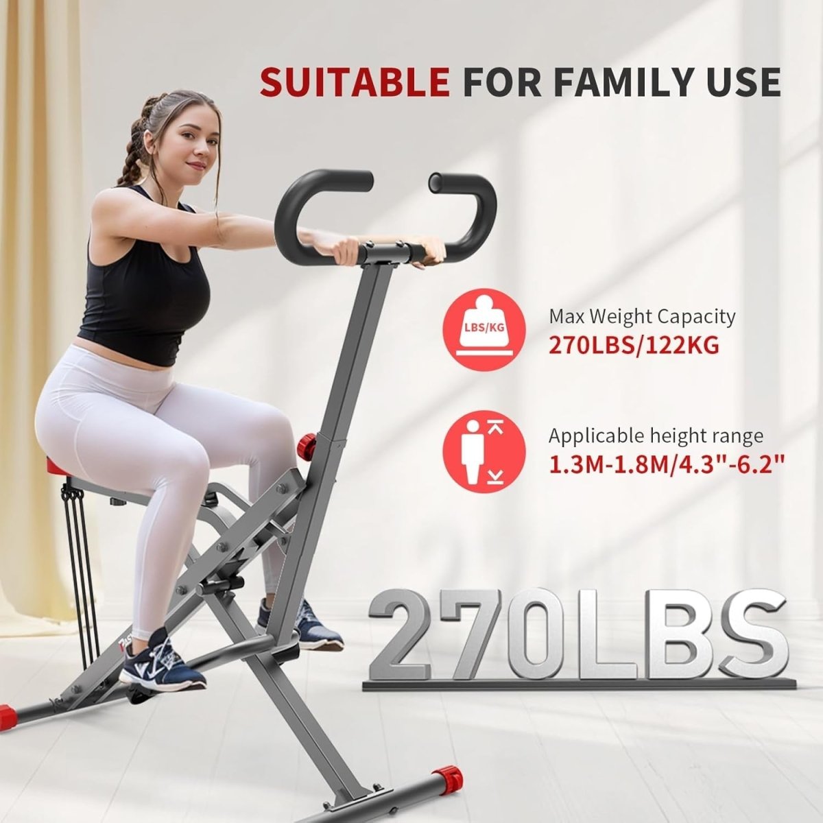 Foldable Squat Machine Home Gym Leg Glutes Trainer 270lb Load - Kwikley
