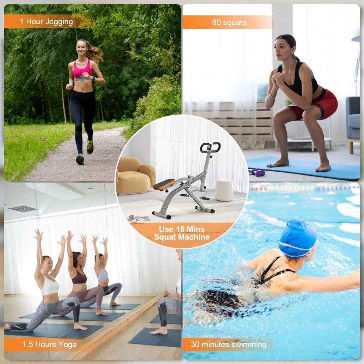 Foldable Squat Machine Row Trainer Home Gym Glutes Legs Core - Kwikley