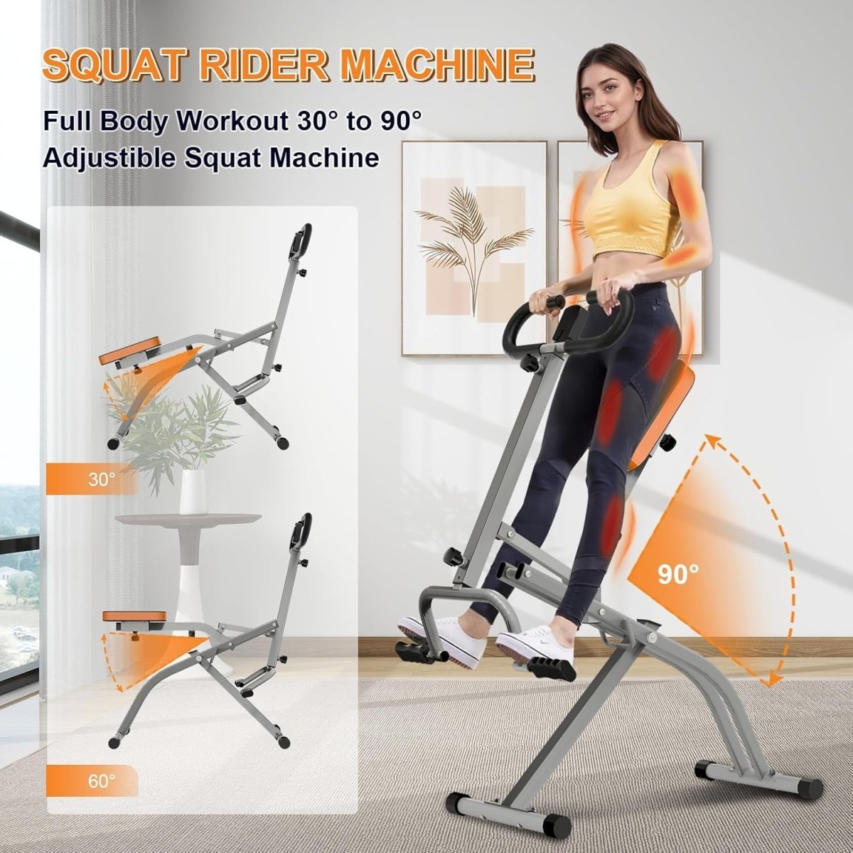 Foldable Squat Machine Row Trainer Home Gym Glutes Legs Core - Kwikley
