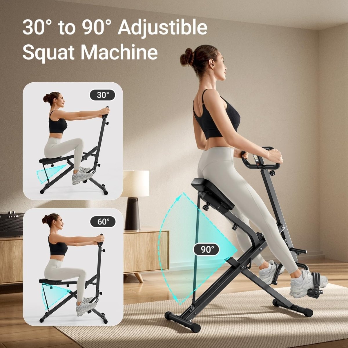 Foldable Squat Row Machine Adjustable Seat Resistance Bands Home Fitness Trainer - Kwikley