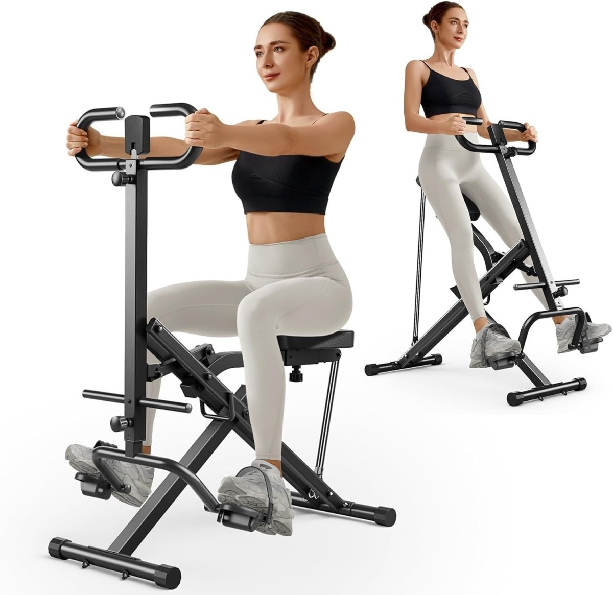 Foldable Squat Row Machine Adjustable Seat Resistance Bands Home Fitness Trainer - Kwikley
