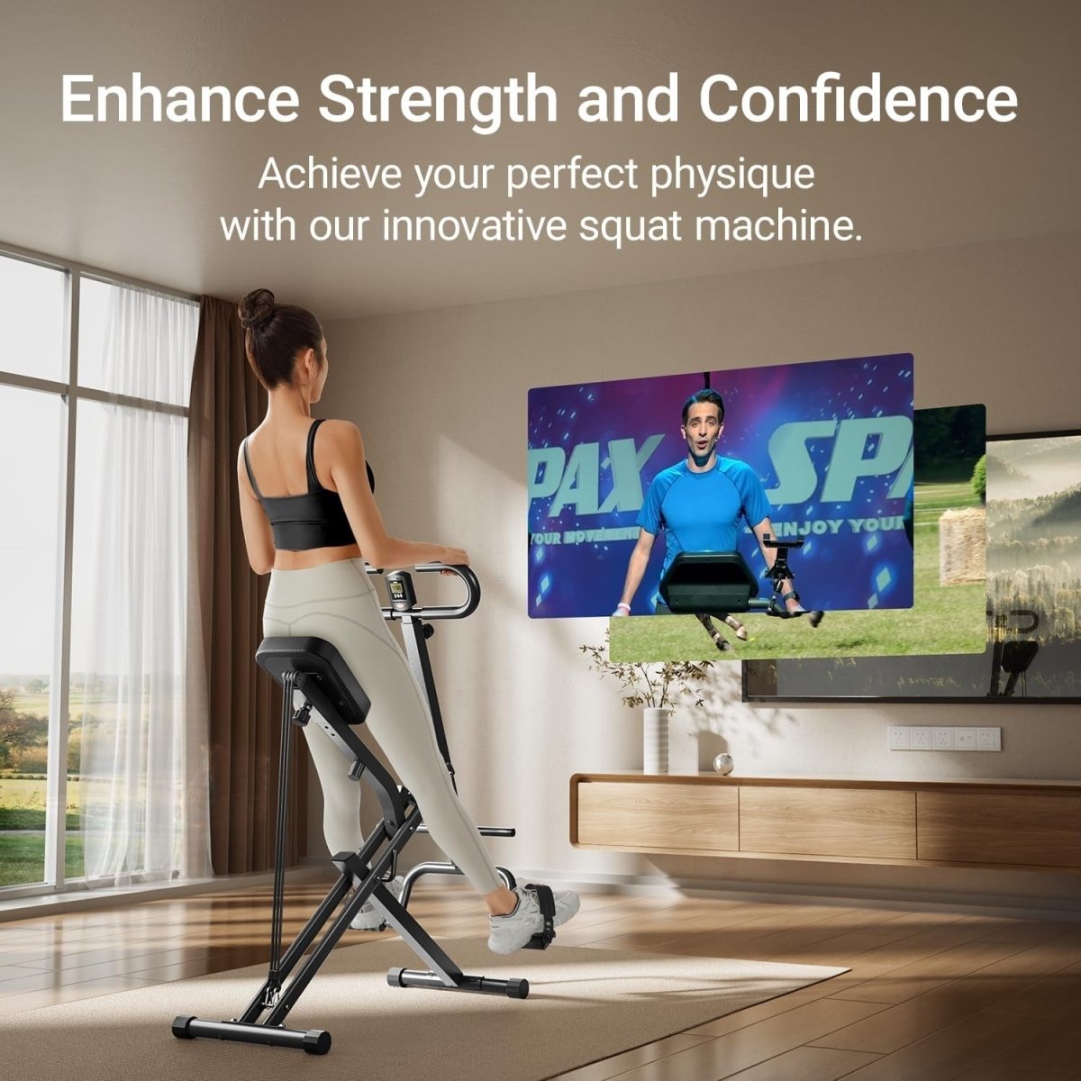 Foldable Squat Row Machine Adjustable Seat Resistance Bands Home Fitness Trainer - Kwikley