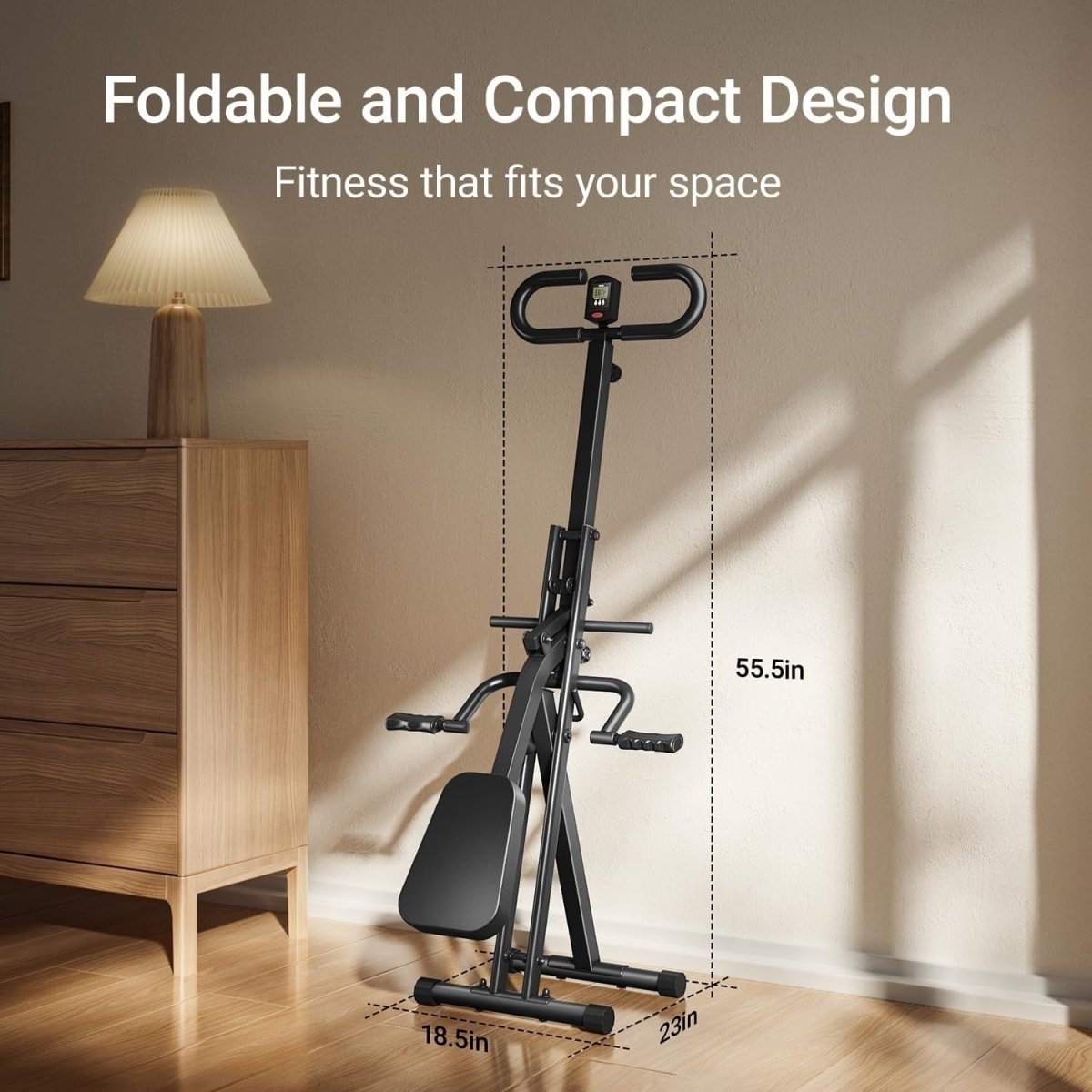Foldable Squat Row Machine Adjustable Seat Resistance Bands Home Fitness Trainer - Kwikley