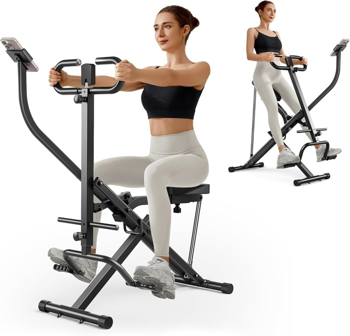 Foldable Squat Row Machine Home Trainer with Resistance Bands Full-Body Workout - Kwikley