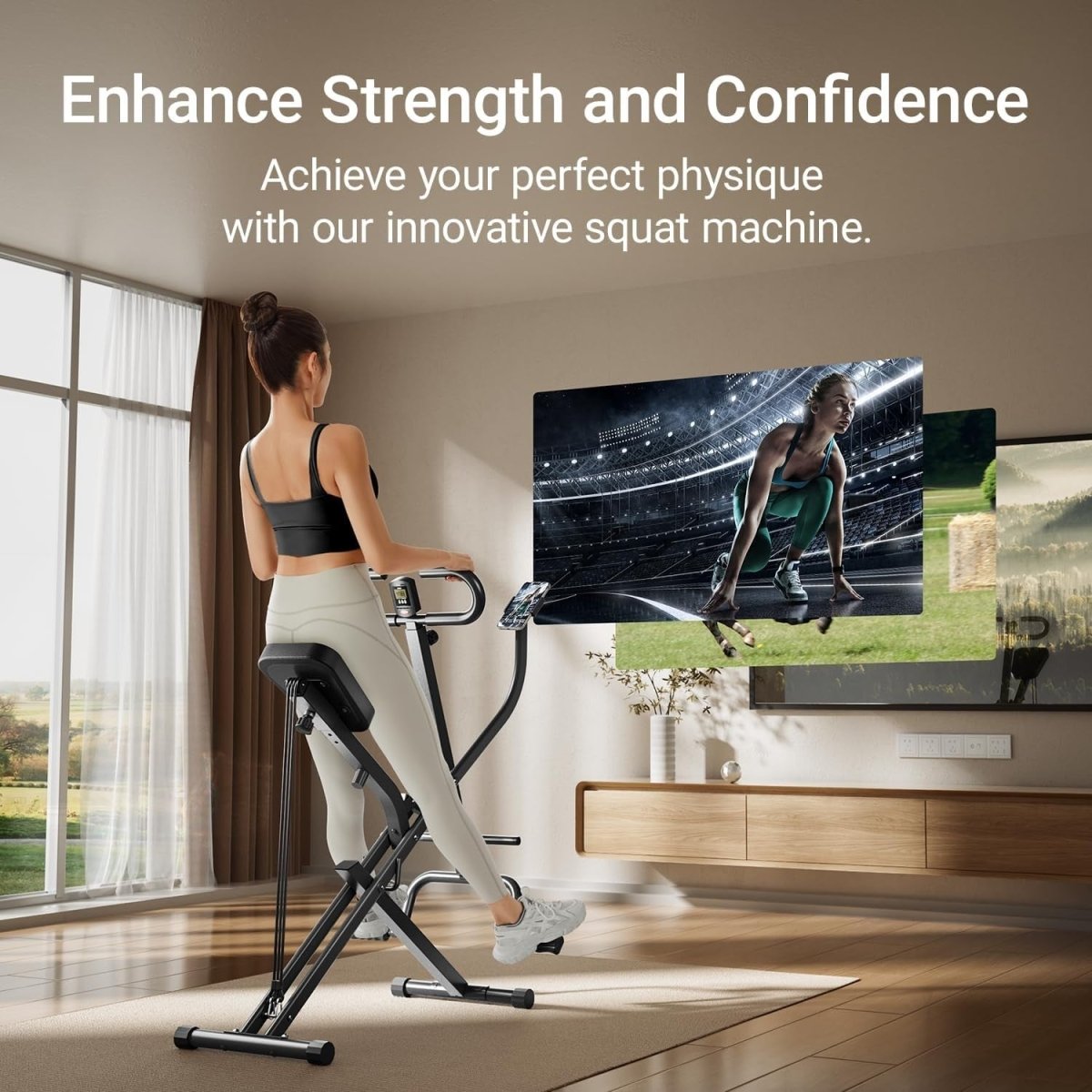 Foldable Squat Row Machine Home Trainer with Resistance Bands Full-Body Workout - Kwikley