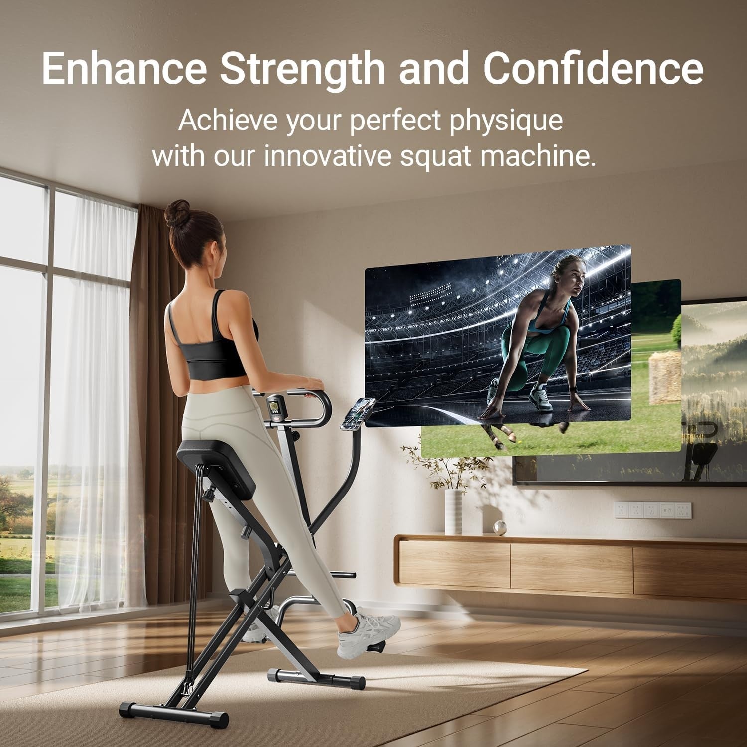 Foldable Squat Row Machine Home Trainer with Resistance Bands Full - Body Workout - Kwikley