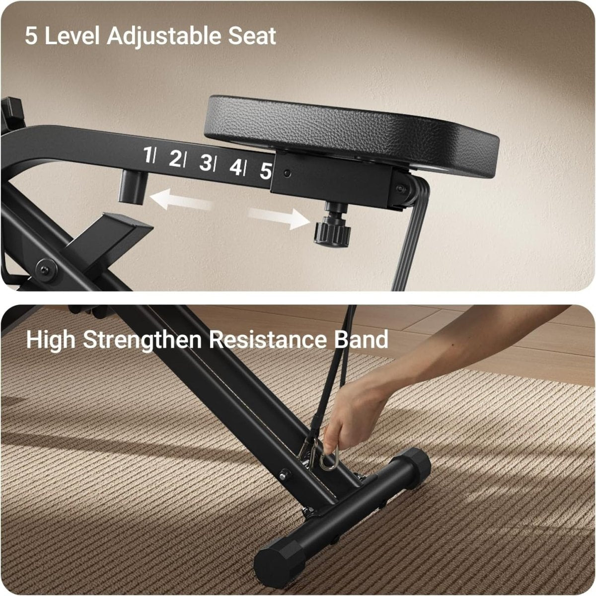 Foldable Squat Row Machine Home Trainer with Resistance Bands Full-Body Workout - Kwikley