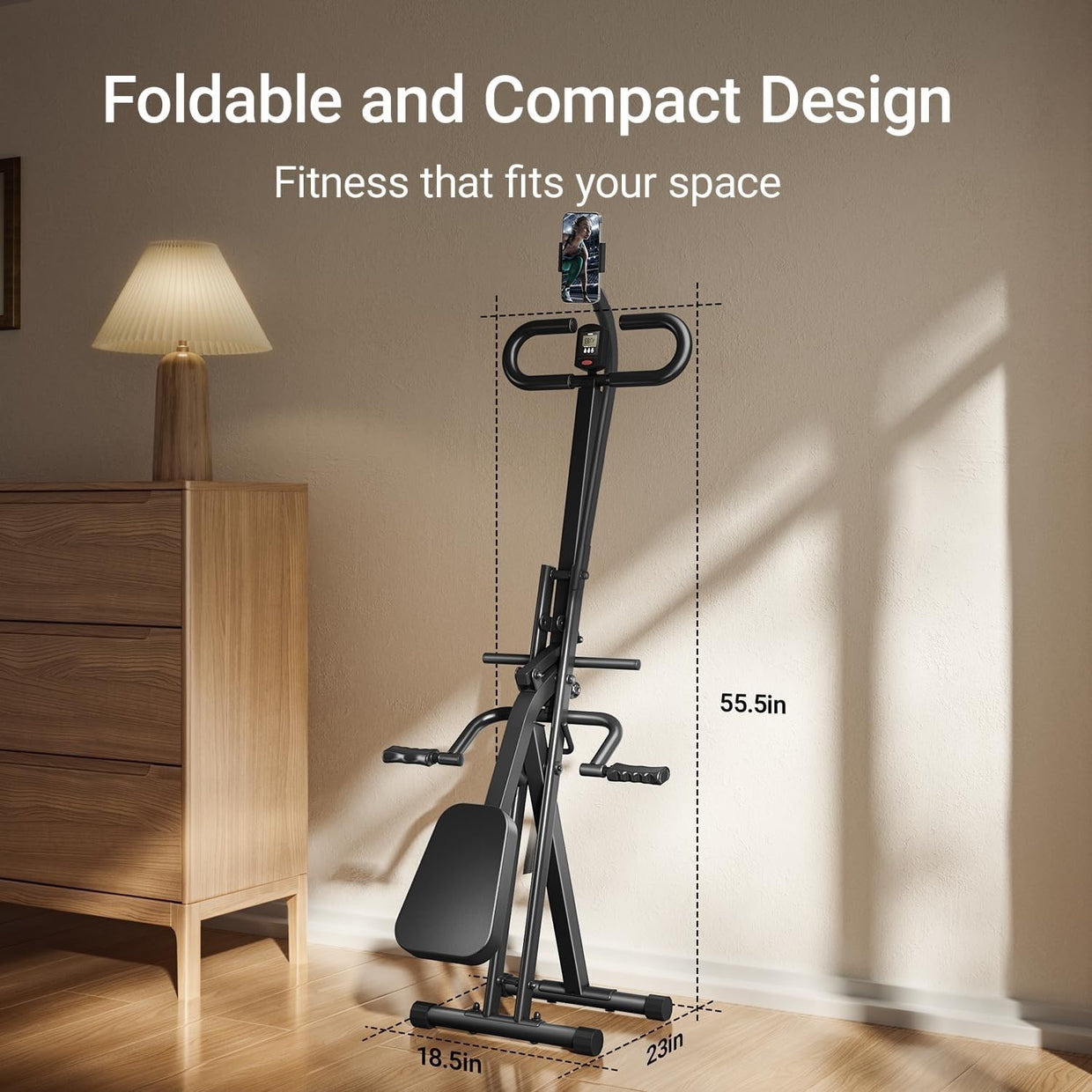 Foldable Squat Row Machine Home Trainer with Resistance Bands Full - Body Workout - Kwikley