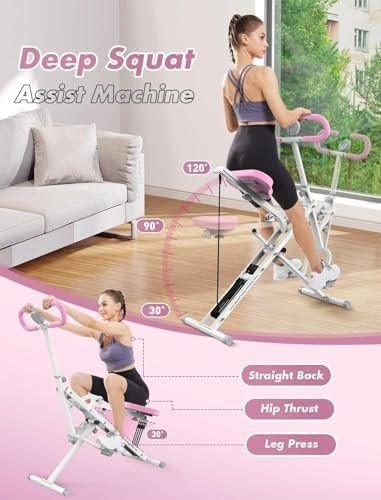 Foldable Squat Rowing Machine 330LB w Resistance Bands Home Gym - Kwikley