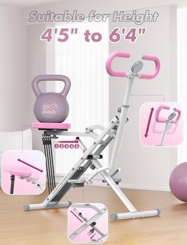 Foldable Squat Rowing Machine 330LB w Resistance Bands Home Gym - Kwikley