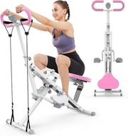 Foldable Squat Rowing Machine 330LB w Resistance Bands Home Gym - Kwikley