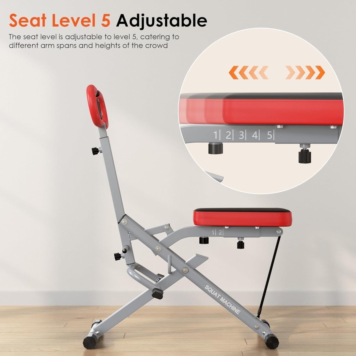 Foldable Squat Rowing Machine Full Body Glute Leg Trainer w Monitor - Kwikley