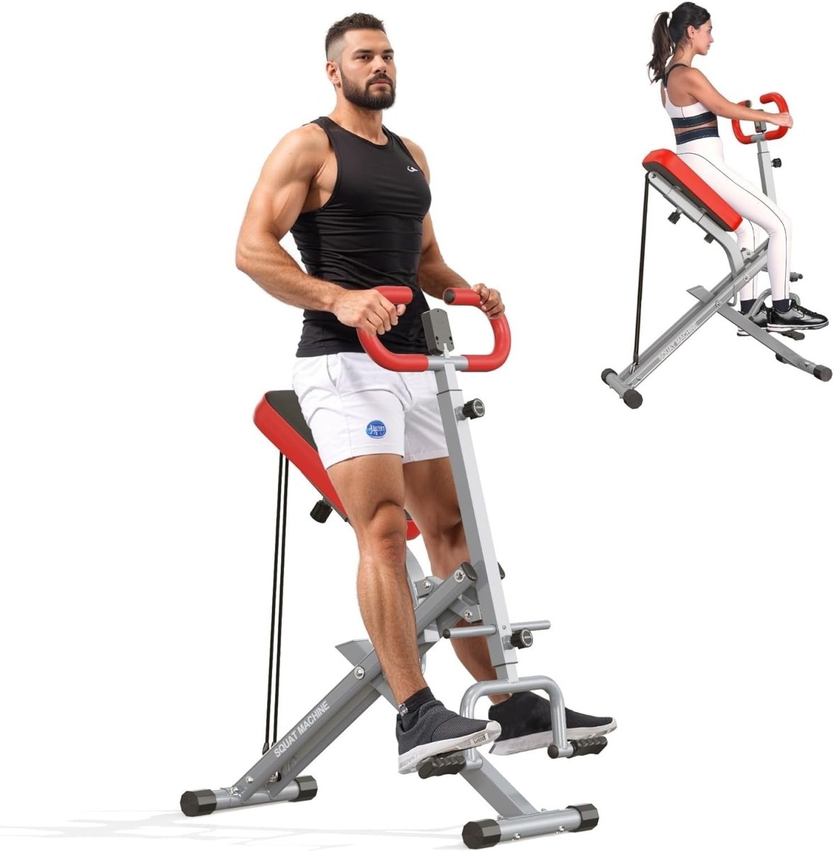 Foldable Squat Rowing Machine Full Body Glute Leg Trainer w Monitor - Kwikley