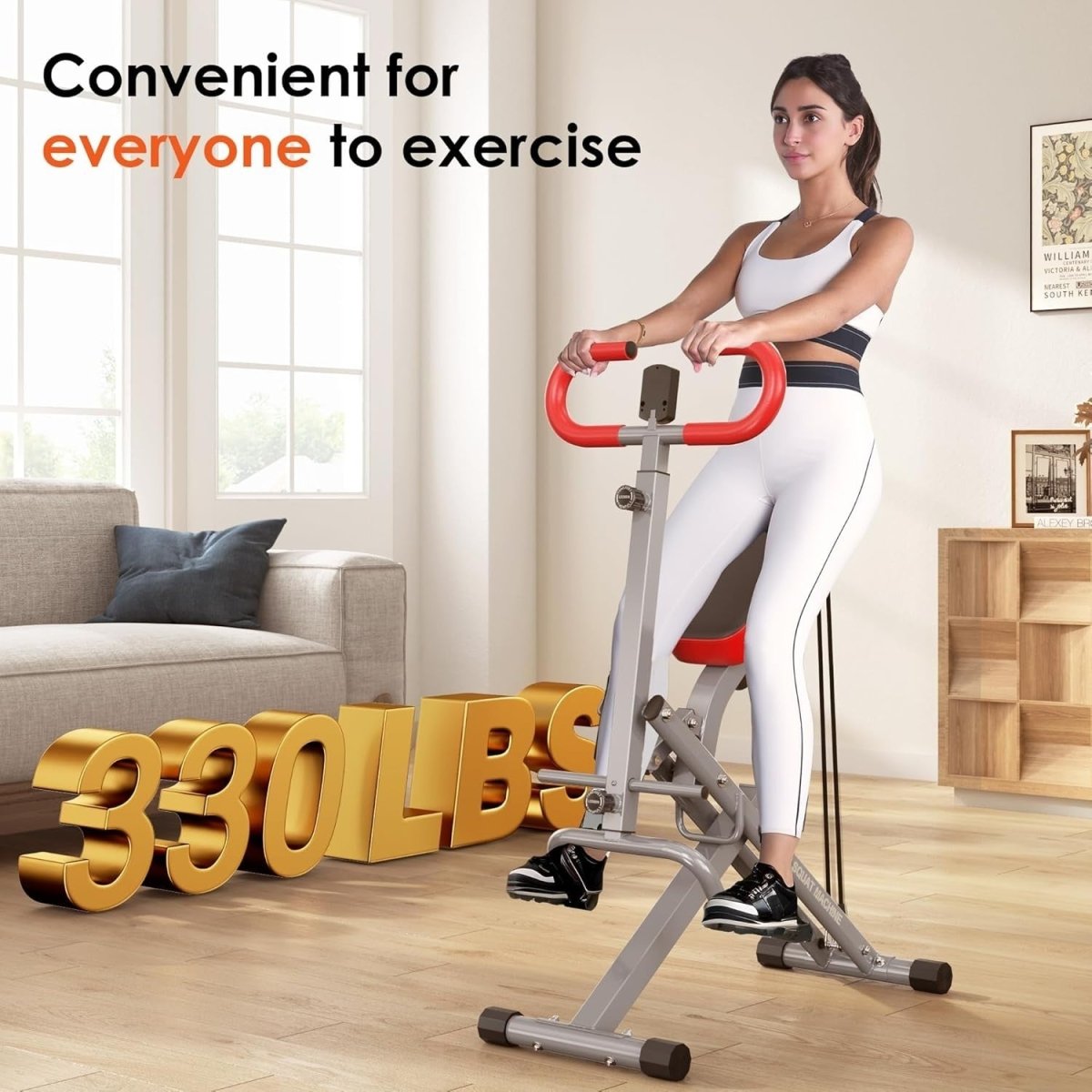 Foldable Squat Rowing Machine Full Body Glute Leg Trainer w Monitor - Kwikley