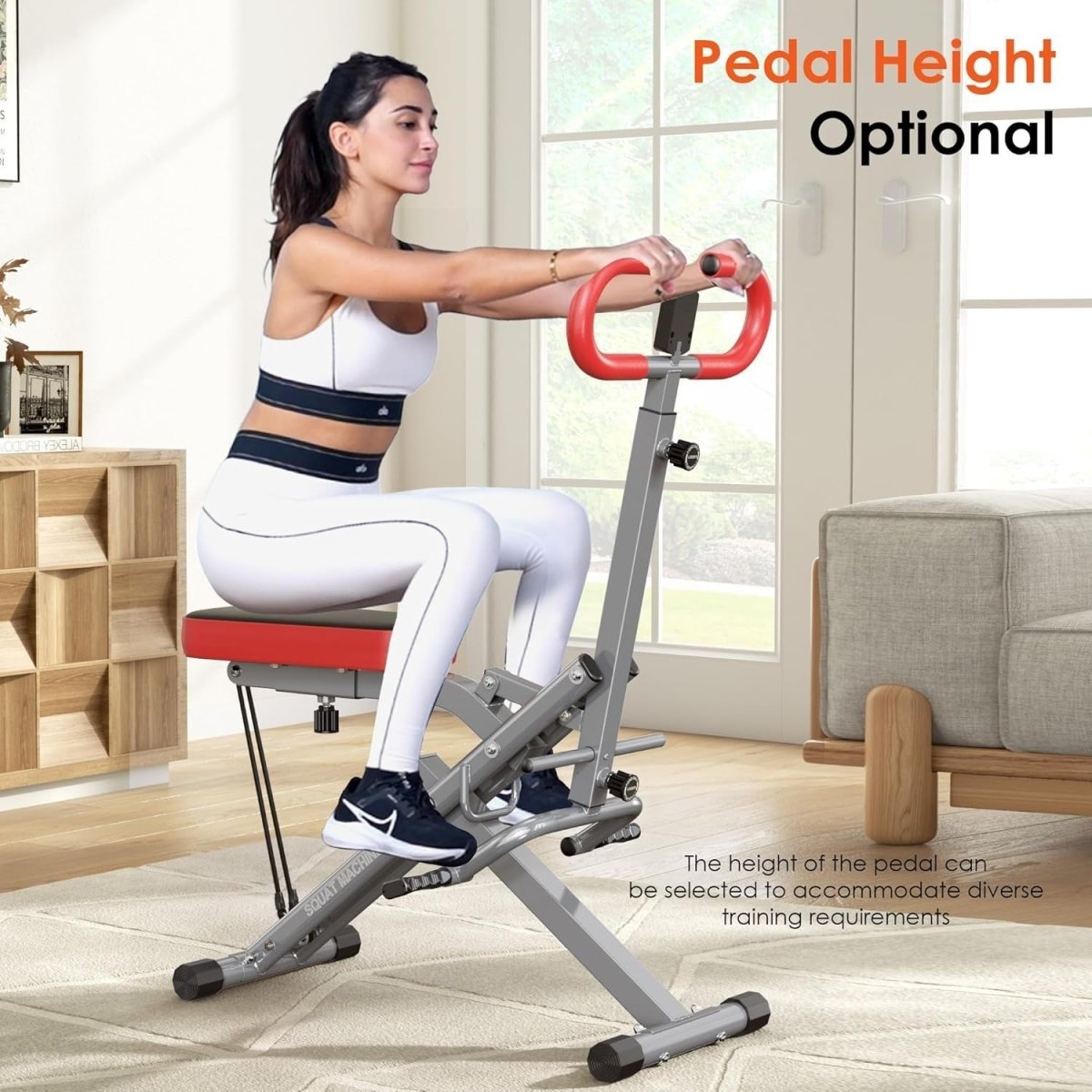 Foldable Squat Rowing Machine Full Body Glute Leg Trainer w Monitor - Kwikley
