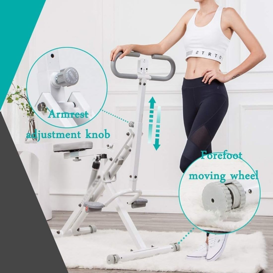 Foldable Squat Rowing Machine w LCD Adjustable Full Body Trainer - Kwikley
